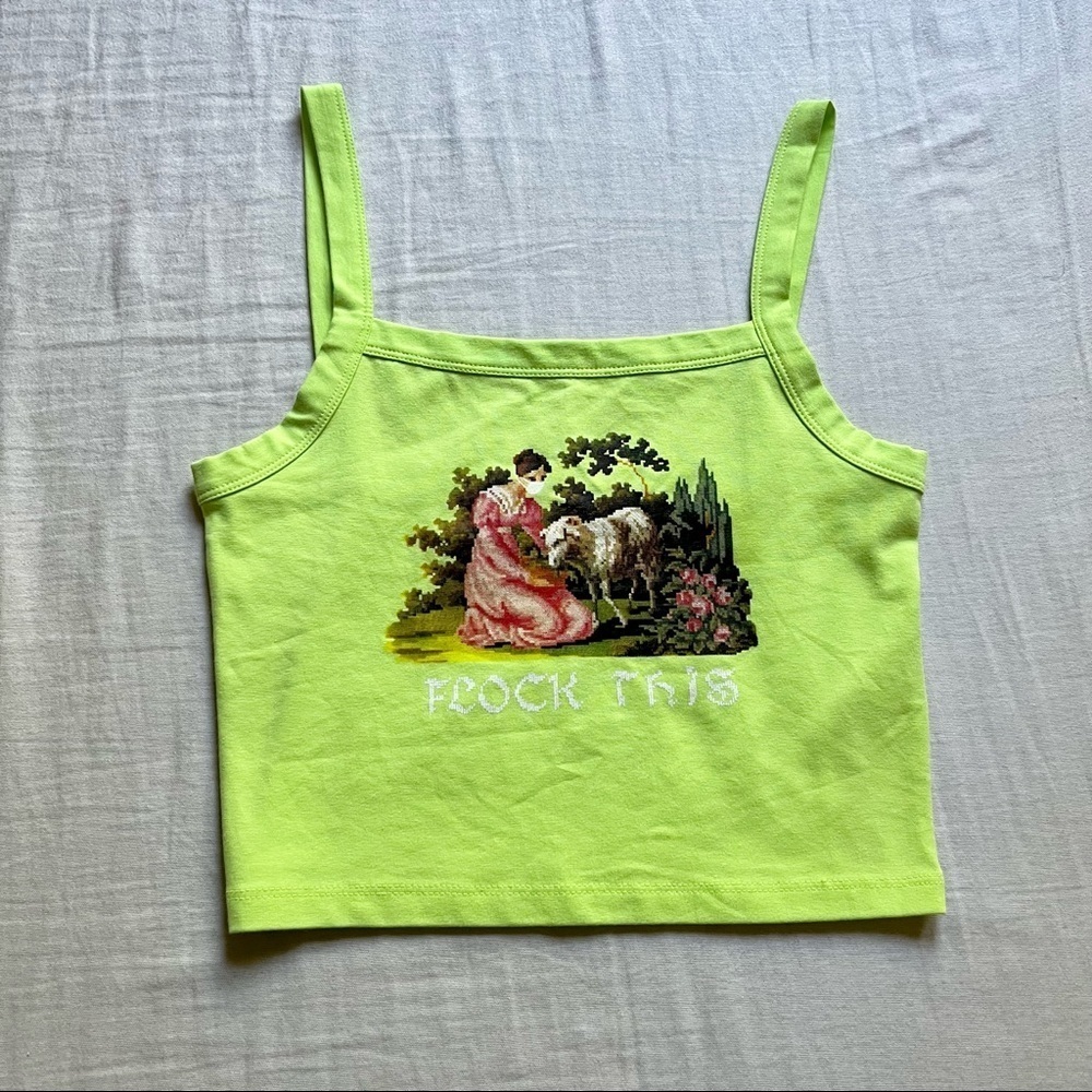 New Girl Order green graphic crop tank‎ top